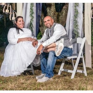 Plus size tea length wedding dress